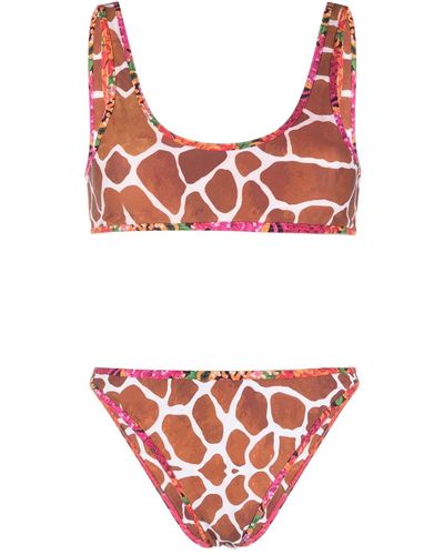 Reina Olga Giraffe-print Bikini Set - Red