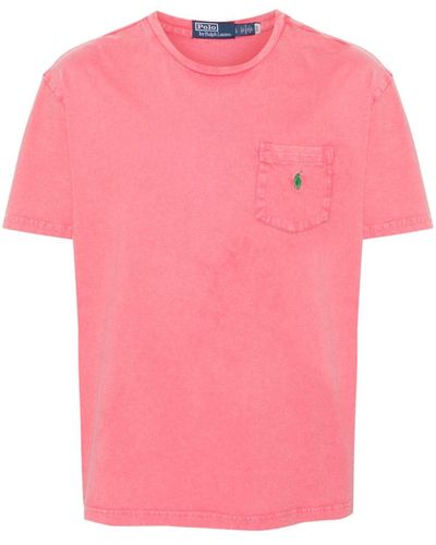 Polo Ralph Lauren Cotton T-shirt With Pocket And Embroidered Logo - Pink