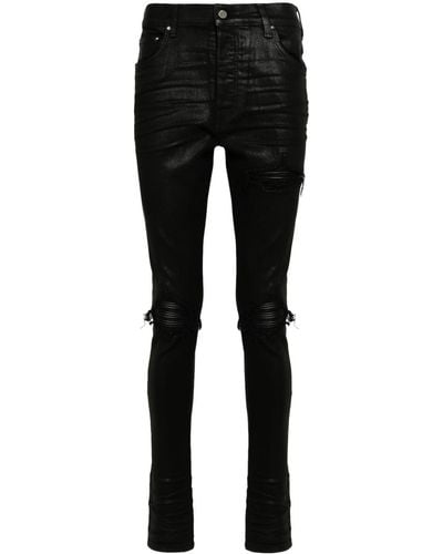 Amiri Wax Ripped-detailed Jeans - Black