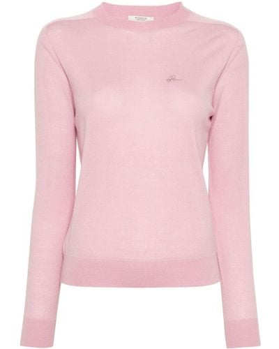 Peserico Raised-logo Merino Sweater - Pink