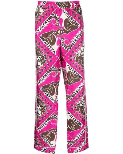 Valentino Garavani Abstract-print Pajama Pants - Pink