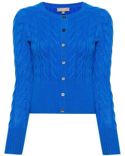 N.Peal Cashmere Myla Cable-knit Cashmere Cardigan - Blue