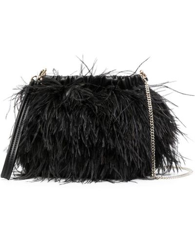 Patrizia Pepe Feather-embellished Crossbody Bag - Black