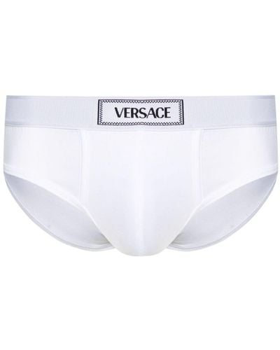 Versace Logo-waist Briefs - White