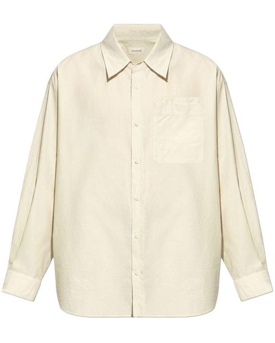 Lemaire Long-sleeve Cotton-silk Shirt - White