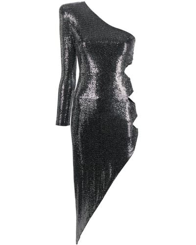 Nissa ワンショルダー スパンコール ドレス - ブラック
