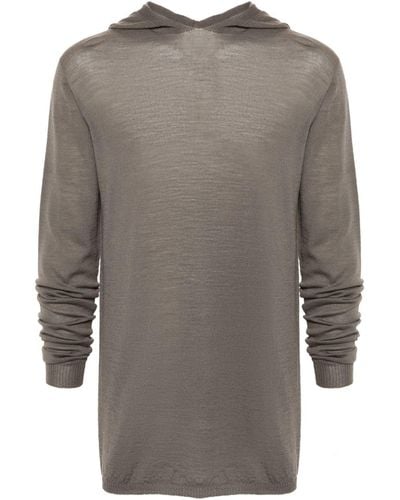 Rick Owens Long-sleeve knitted hoodie - Grau