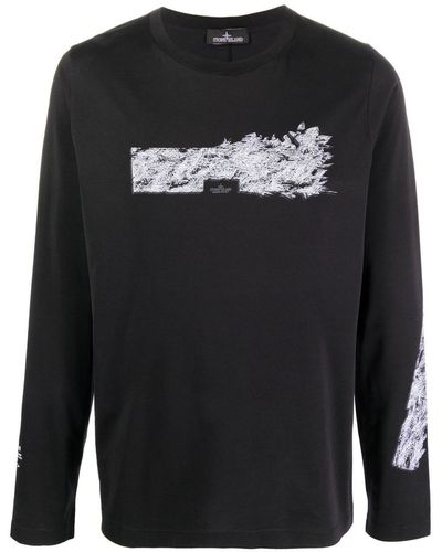Stone Island Shadow Project Abstract-print Long-sleeved T-shirt - Black