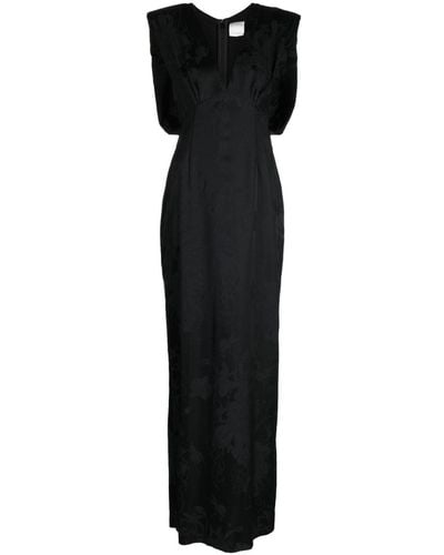 Huishan Zhang Zinnia Floral-jacquard Sleeveless Silk Gown - Black