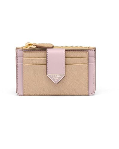 Leather wallet Prada Pink in Leather - 23799506