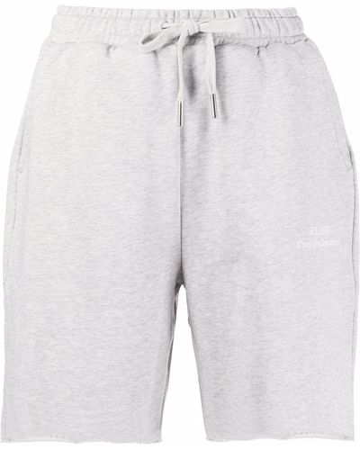 Closed High-waisted Drawstring Track Shorts - Grey