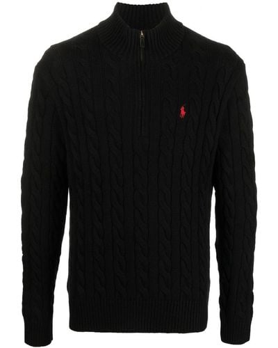 Polo Ralph Lauren Cable-knit Half-zip Sweater - Black