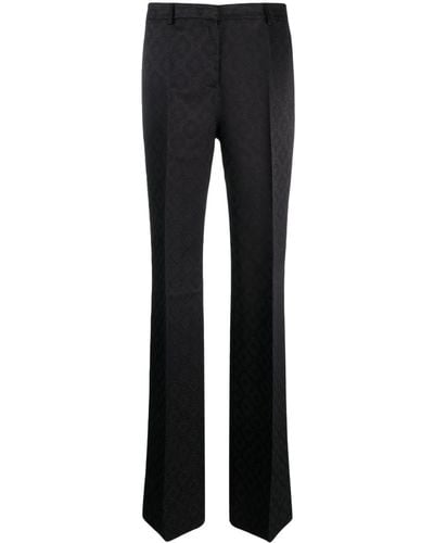 Etro Floral-jacquard Flared Satin Pants - Black