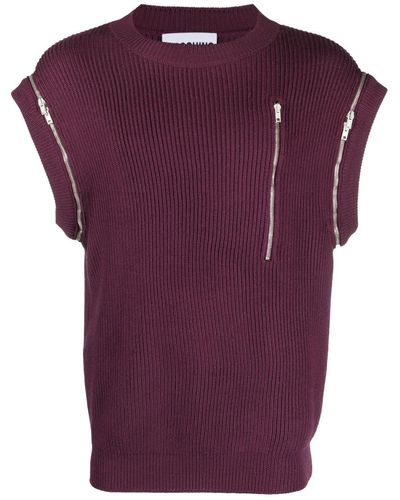 Moschino Zip-up Detail Knitted Vest - Purple