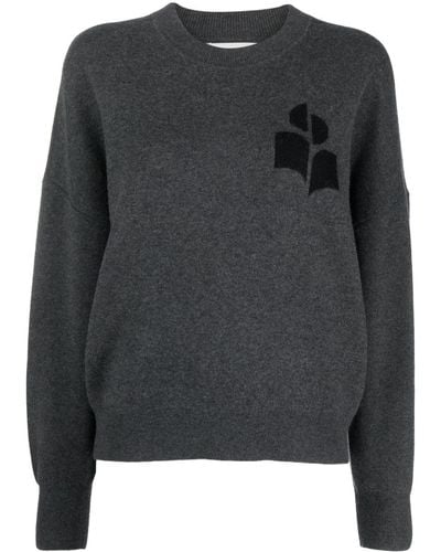 Isabel Marant Atlee Intarsia-knit Logo Sweater - Black