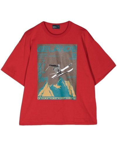 Kolor Graphic-print cotton T-shirt - Rouge