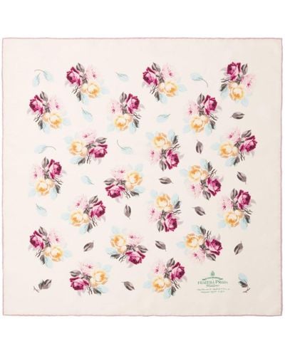 Prada Flower-print Silk Scarf - Pink