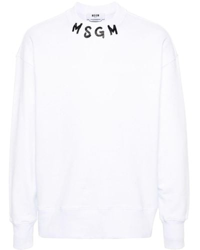 MSGM Sweat en coton à logo imprimé - Blanc