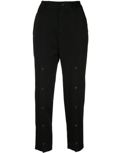 Yohji Yamamoto Pantalones slim de talle alto - Negro