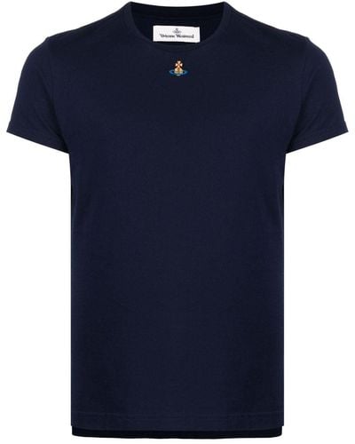 Vivienne Westwood Orb Logo-embroidery Cotton T-shirt - Blue