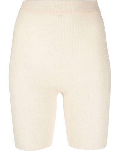 Laneus Elasticated-waist Ribbed-knit Shorts - Natural
