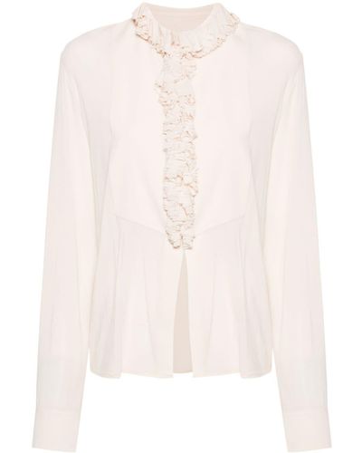 Philosophy Di Lorenzo Serafini Semi-transparente Bluse mit Rüschendetail - Weiß