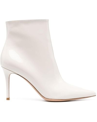 Gianvito Rossi Avril 95mm Patent-leather Ankle Boots - White