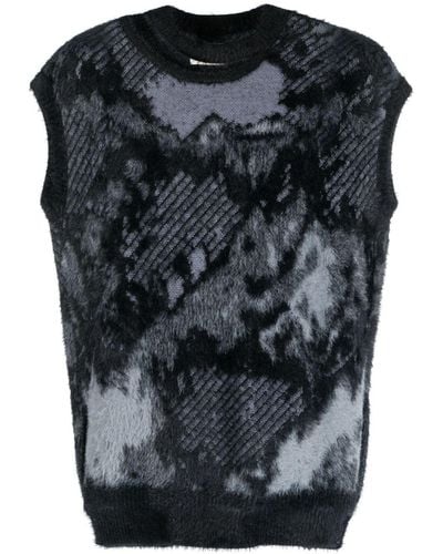Feng Chen Wang Patterned Jacquard Sleeveless Sweater - Black