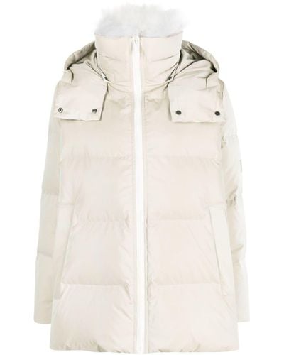 Yves Salomon Hooded Quilted Down Jacket - Natural