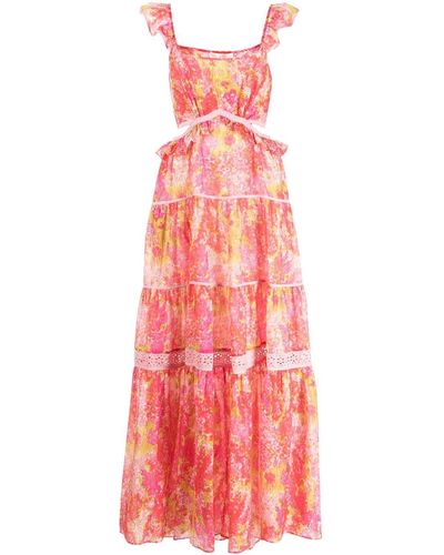 LoveShackFancy Ruffled Tiered Long Dress - Multicolor