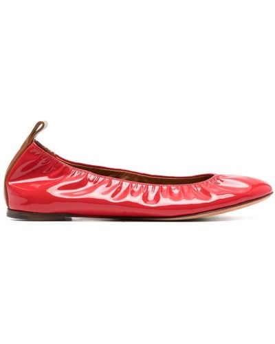 Lanvin Patent Leather Ballerina Shoes - Red