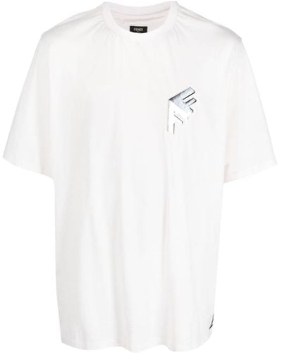 Fendi T-Shirt mit Logo-Print - Weiß