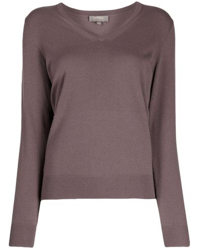 N.Peal Cashmere V-neck Cashmere Sweater - Brown