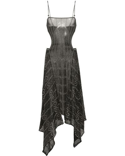The Attico Metallic Open-knit Maxi Dress - Black