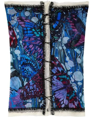 Jean Paul Gaultier Haut à imprimé papillon - Bleu