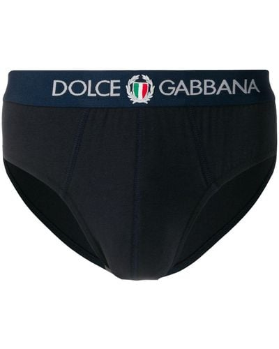 Dolce & Gabbana Slip à logo brodé - Bleu