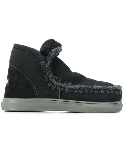Mou Crochet Stitch-trim Sneaker Boots - Black