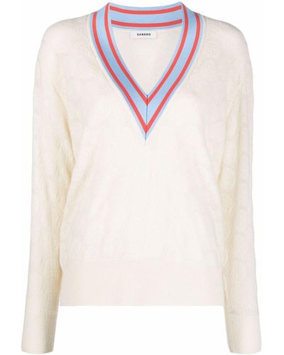Sandro Lorenzo V-neck Sweater - White