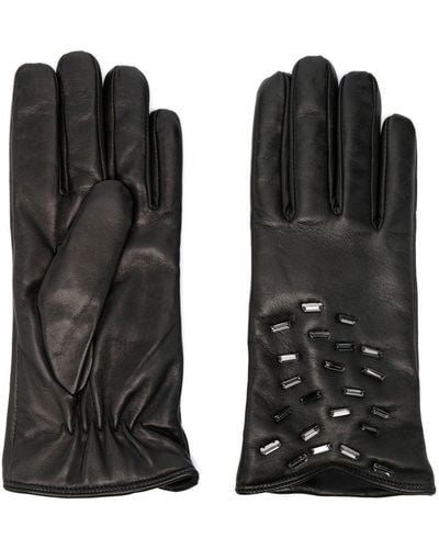 Fabiana Filippi Leather Crystal-embellished Gloves - Black