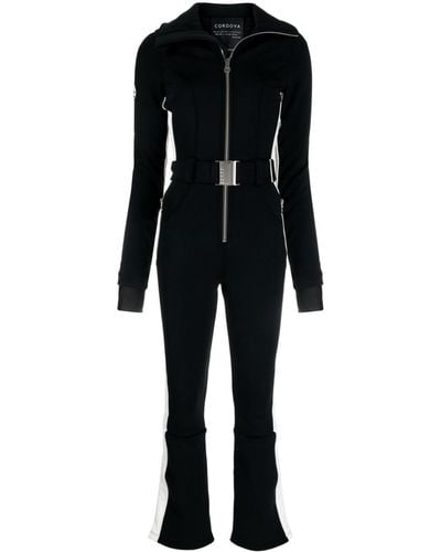 CORDOVA Striped Flared Ski Suit - Black