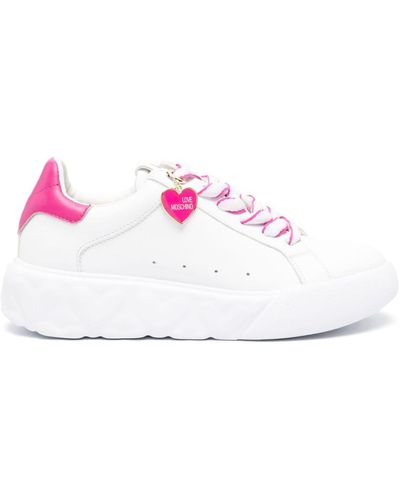 Love Moschino Logo-charm Leather Chunky Trainers - White