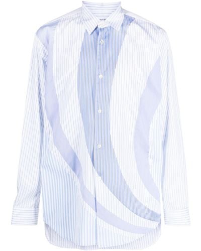 Comme des Garçons Striped Paneled Long-sleeve Shirt - Blue
