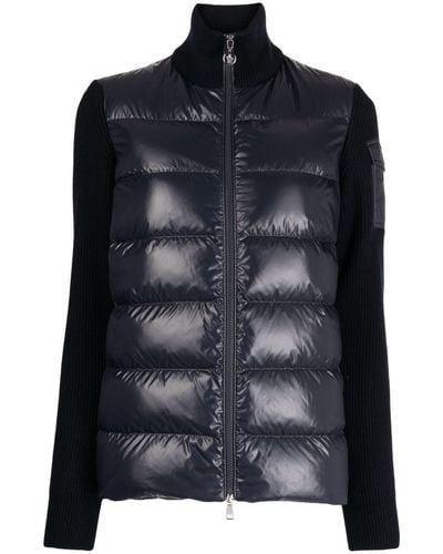 Moncler Padded-panels Wool-blend Cardigan - Black