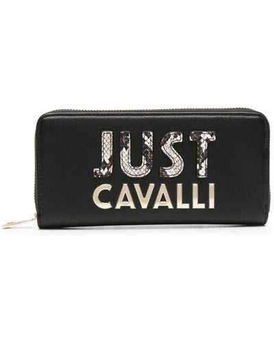 Just Cavalli Portefeuille zippé à logo lettre - Noir