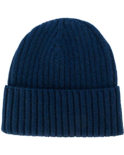 Dell'Oglio Ribbed Knit Cashmere Hat - Blue