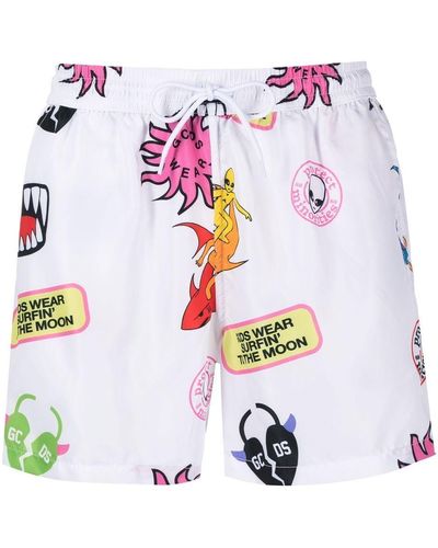 Gcds Graphic-print Swim Shorts - White