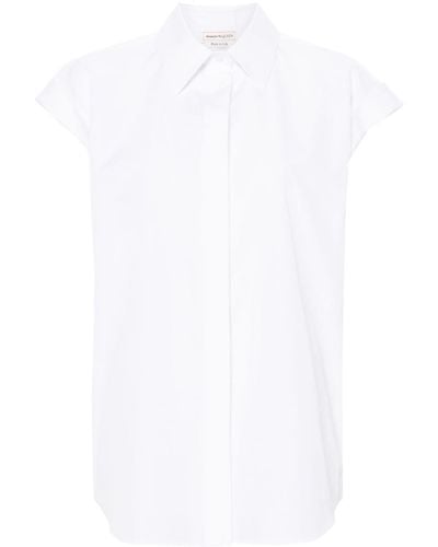 Alexander McQueen Sleeveless Poplin Shirt - White