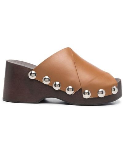 Ganni Stud-detail Open Toe Sandals - Brown