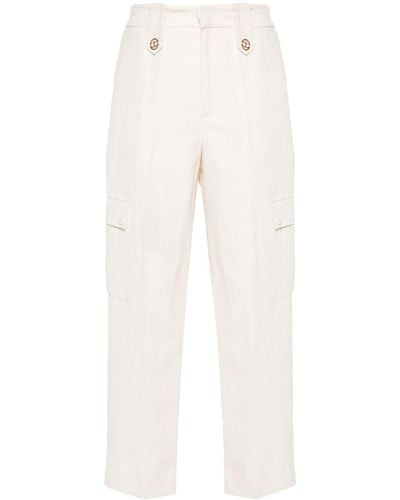 Twin Set Pantaloni svasati con placca logo - Bianco