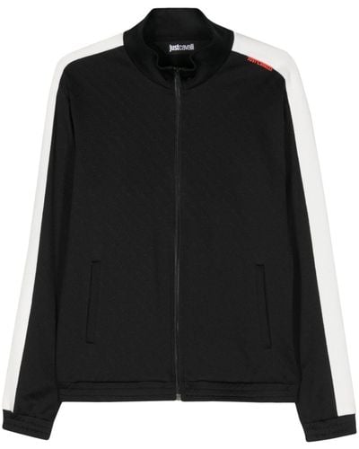 Just Cavalli Jacquard-logo Motif Zipped Sweatshirt - Black